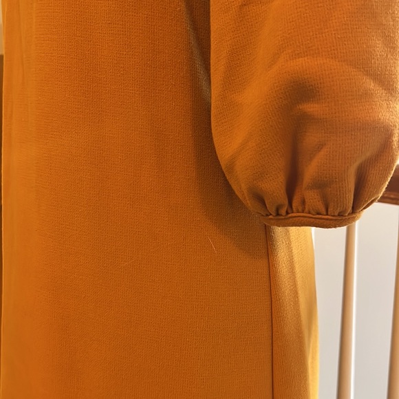 Ann Taylor | orange/Yellow dress bubble sleeves - Picture 4 of 5